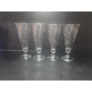 Princess House Heritage Pilsner Glasses, Set of Four, 7.5" Footed Beer Glass